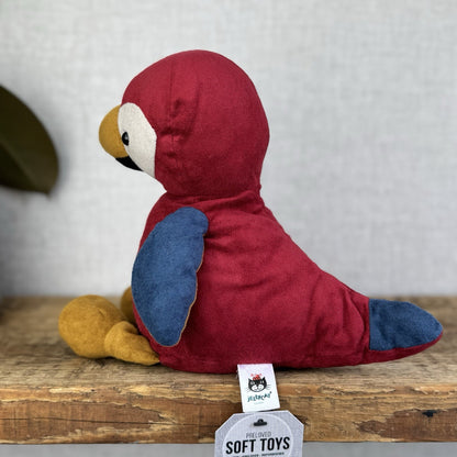 Jellycat Belby Parrot - Red/Blue Suede Parrot Wild Bird Beanie Retired Soft Toy 