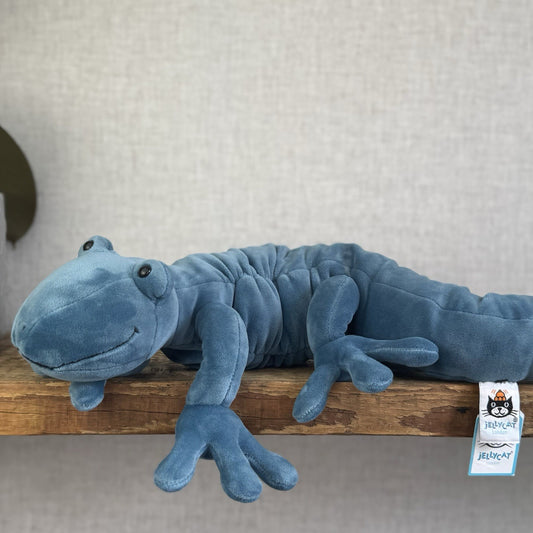 Jellycat Zigzag Gecko - Blue Velour Large Beanie Lizard Rare With Tags 22"