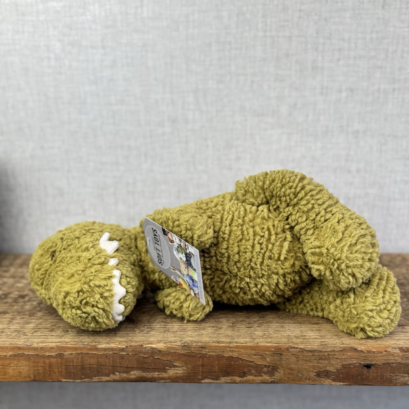 Jellycat Quangle Wangle Dinosaur - Green Textured Sitting Dinosaur Beanie 12"