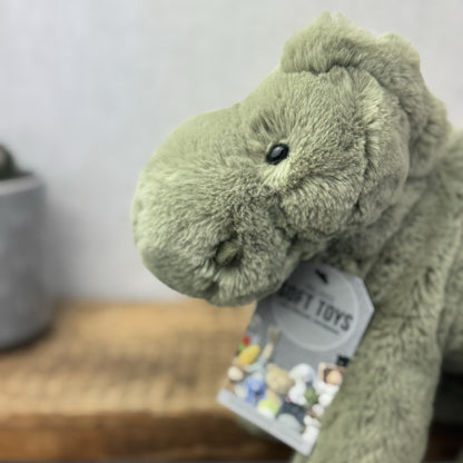 Jellycat Medium Huggady Dinosaur- Floppy Green Dino Soft Toy Retired 10"