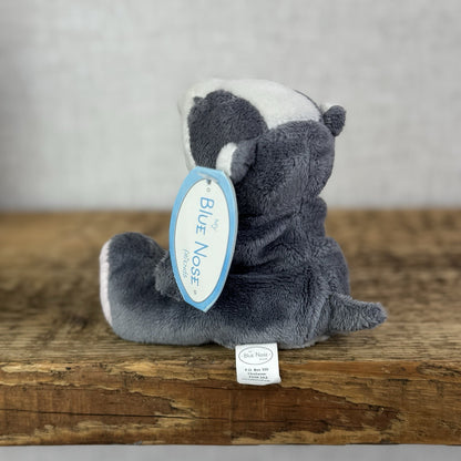 Blue Nose Friends Bracken Badger #25 - Small Grey/White Badger Soft Toy Beanie 
