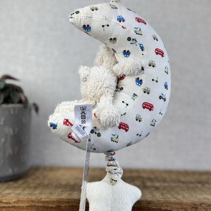 Jellycat Bedtime Bear Musical Pull - Cream Bear Moon Stars Lullaby Retired Rare