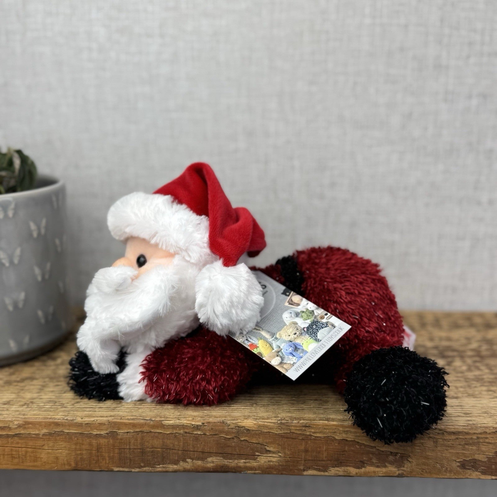 Russ Berrie Floppy Santa Beanie - Chimney Santa Sparkly Plush Toy Christmas 8"