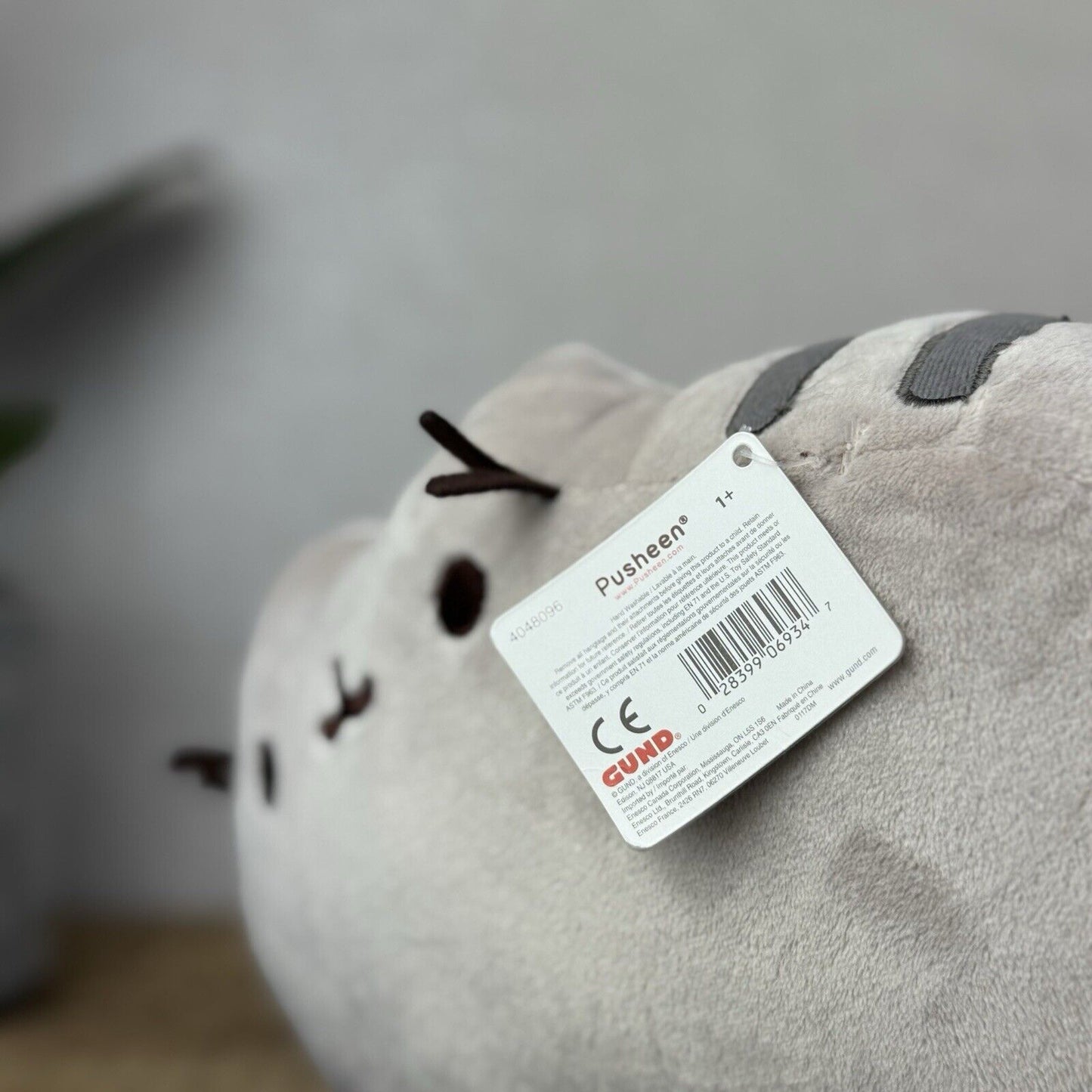 Pusheen Classic Cat Medium With Tags - Gund Grey Cat Soft Plush Toy 12"