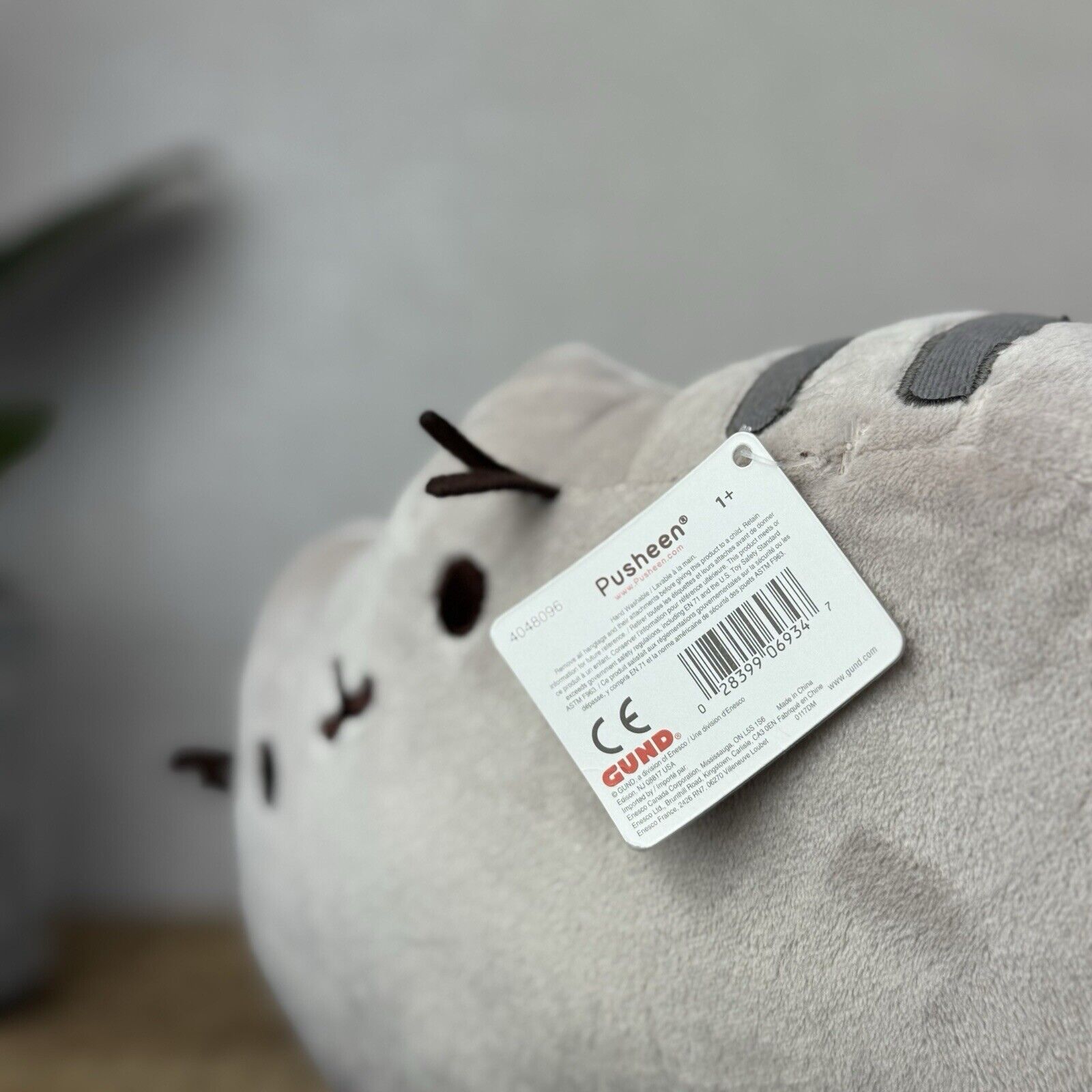 Pusheen Classic Cat Medium With Tags - Gund Grey Cat Soft Plush Toy 12"