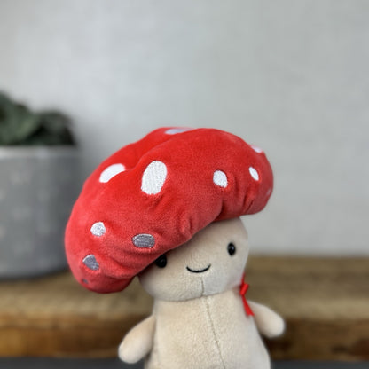 Jellycat Fun Guy Robbie - Red Mushroom Kawaii Beanie Velour Retired 8”