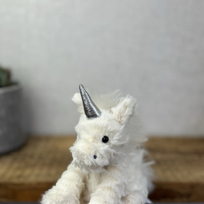Jellycat Tiny Fuddlewuddle Unicorn- Tiny Baby Fluffy White & Silver Unicorn 5"