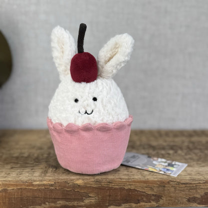 Jellycat Dainty Dessert Bunny Cupcake - Cute Bunny Cupcake Soft Toy Beanie 7”