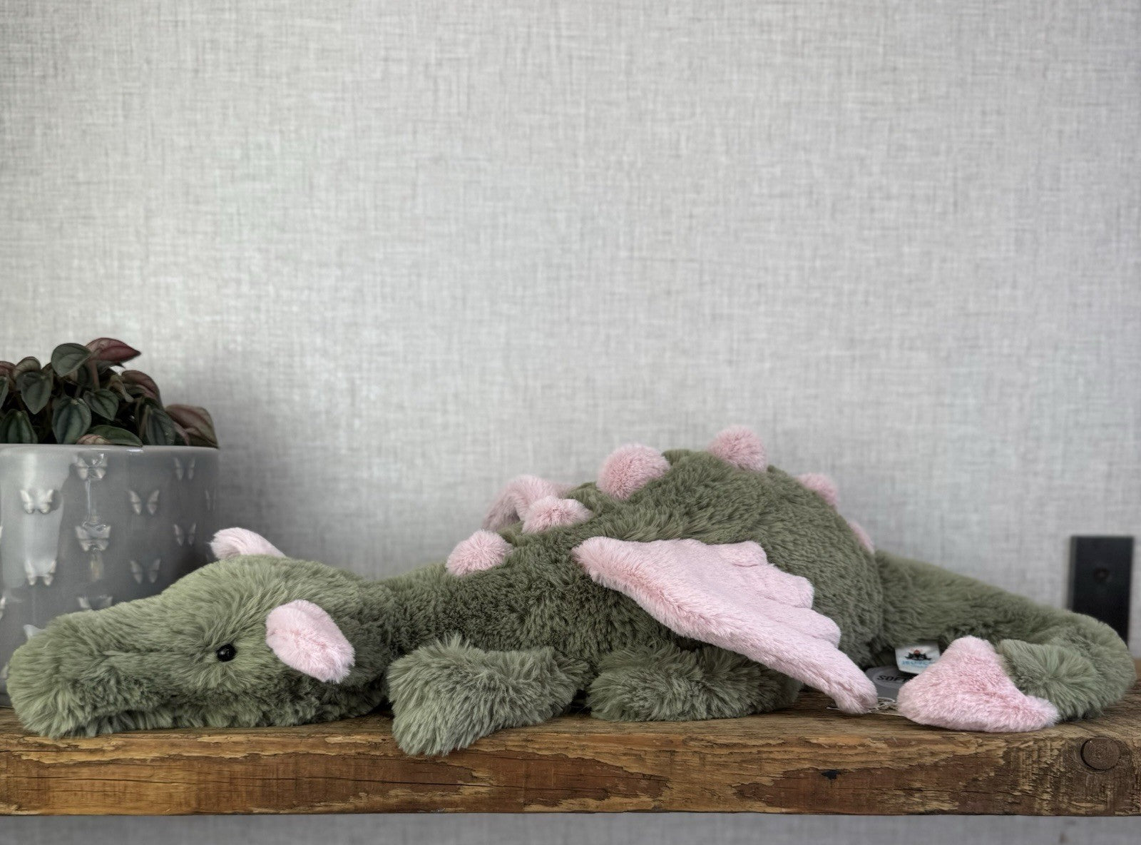 Jellycat Malachy Dragon - Green / Pink Plush Large Jellycat Dragon NWOT 18"
