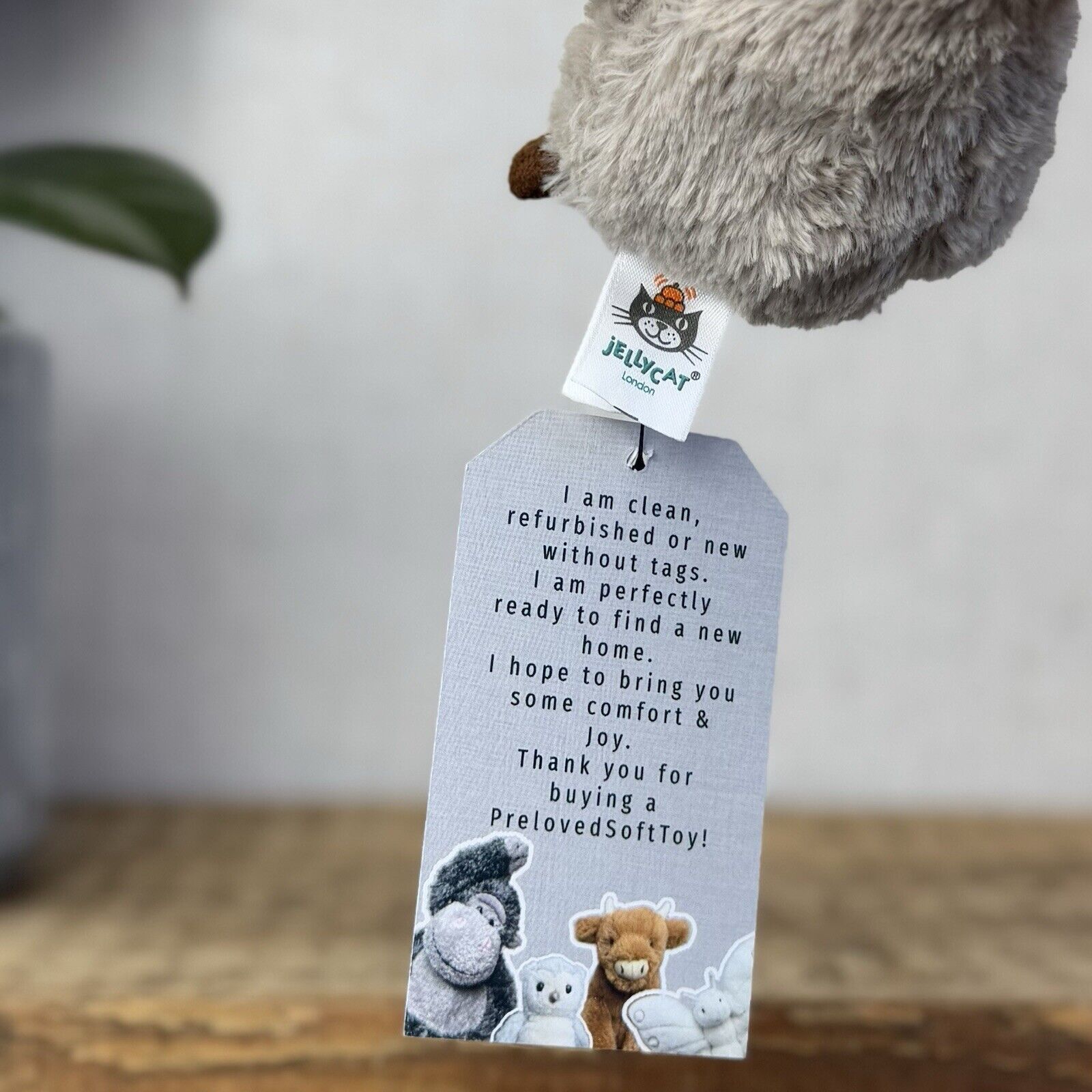 Jellycat Tiny Peanut Owl - Tiny Grey Fluffy Owl Jellycat - Soft Plush Beanie 4"