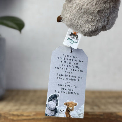 Jellycat Tiny Peanut Owl - Tiny Grey Fluffy Owl Jellycat - Soft Plush Beanie 4"