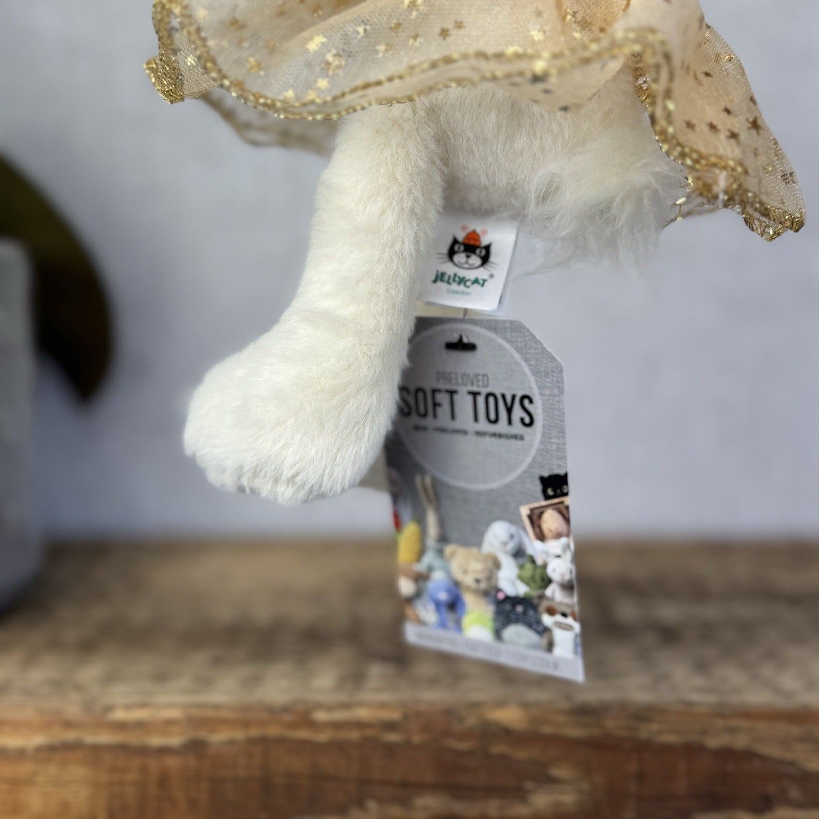 Jellycat Glistening Belle Cream Bunny Ballet Gold Tutu Ballerina - Retired 10”