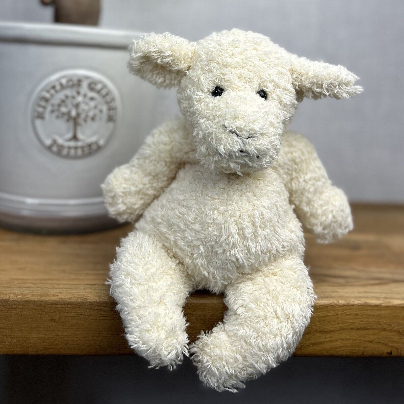 Jellycat Sguidgy Lamb - Small Squidgy Lamb - Vintage Small Curly Fur Lamb 10"