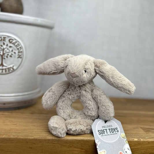 Jellycat Bashful Beige Bunny Ring Rattle - Beige Bunny Rattle Ring Soft Toy Baby