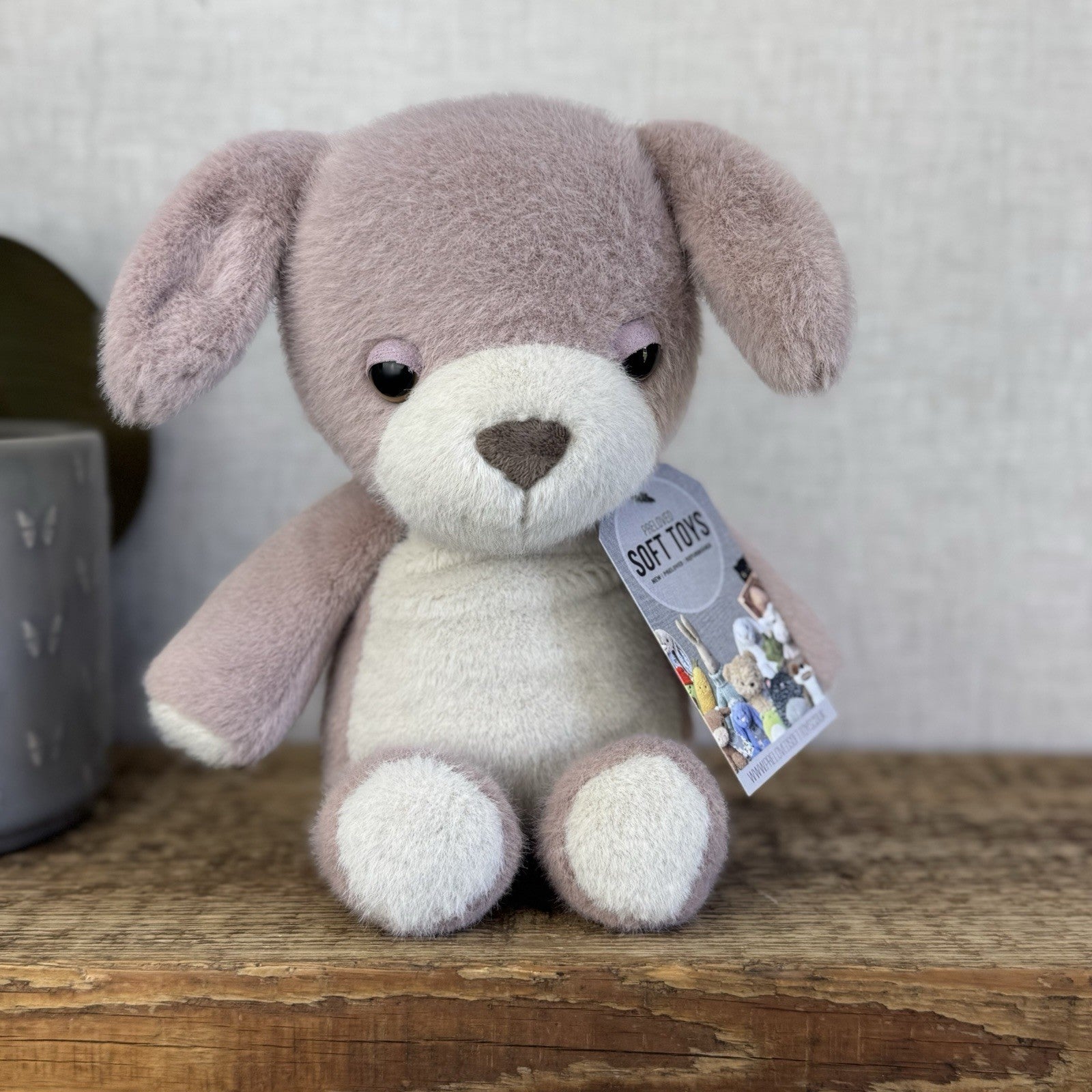 Jellycat Beepi Dog - Medium Fluffy Dog Big Eyed Dog Beanie Plush Retired 10"