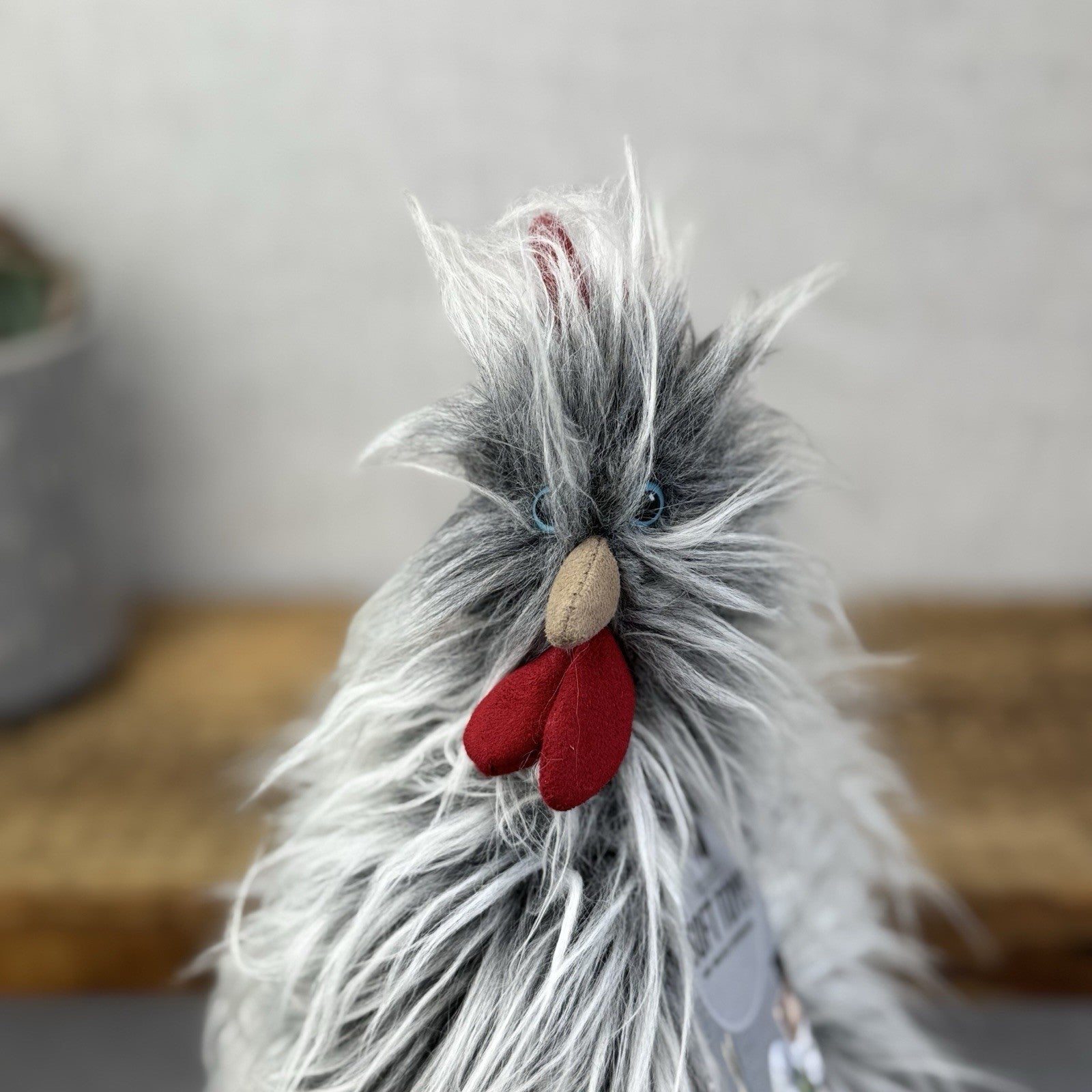Jellycat Roger Rooster - Grey Hairy Rooster Soft Toy Small Rare/Retired 8"