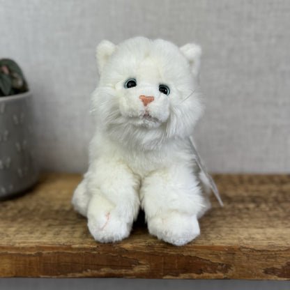 Animal Alley Realistic White Fluffy Cat - Fluffy Beanie Mini Cat Soft Toy 8"