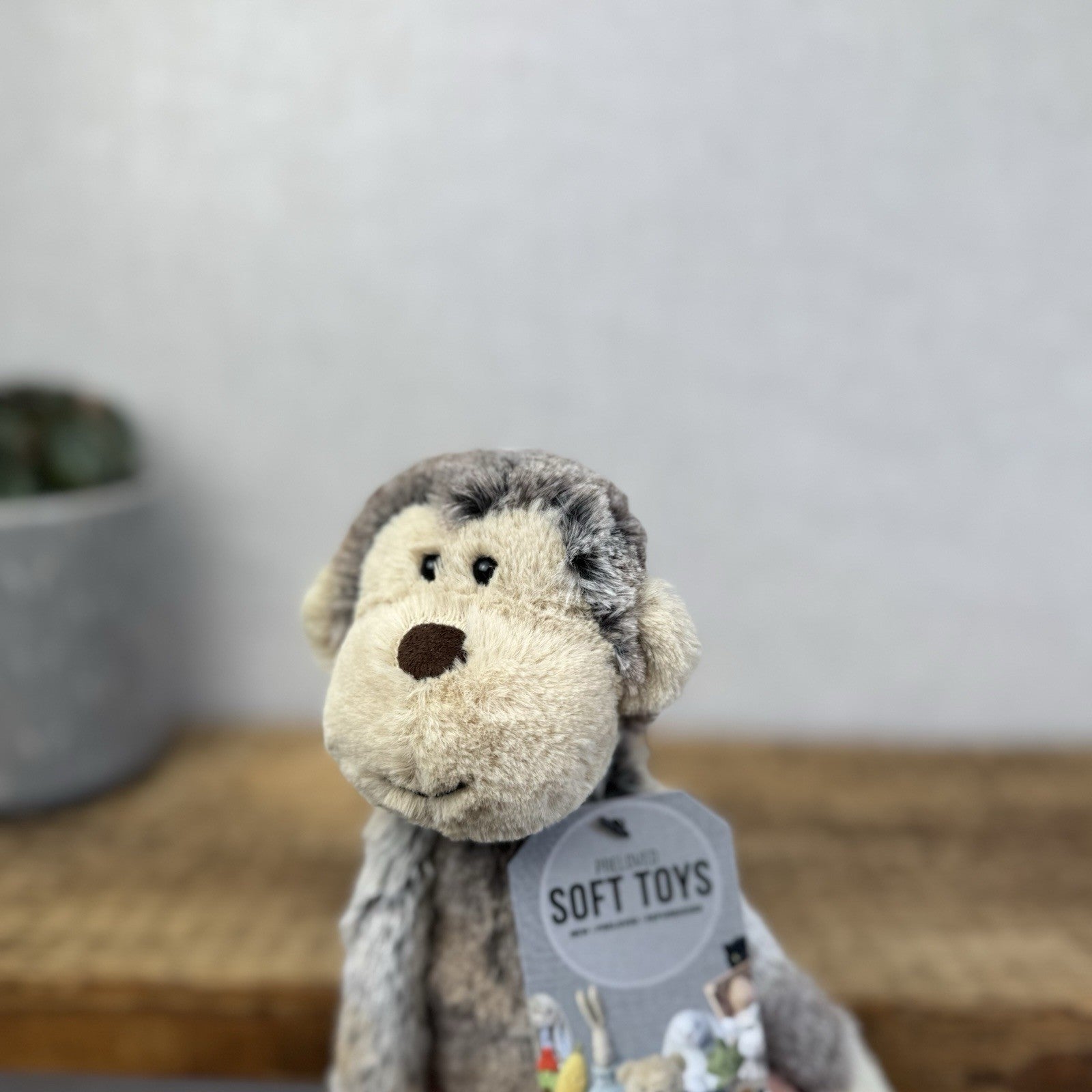 Jellycat Small Mattie Monkey - Woodland Grey/Brown Mix Monkey Beanie Plush 11"