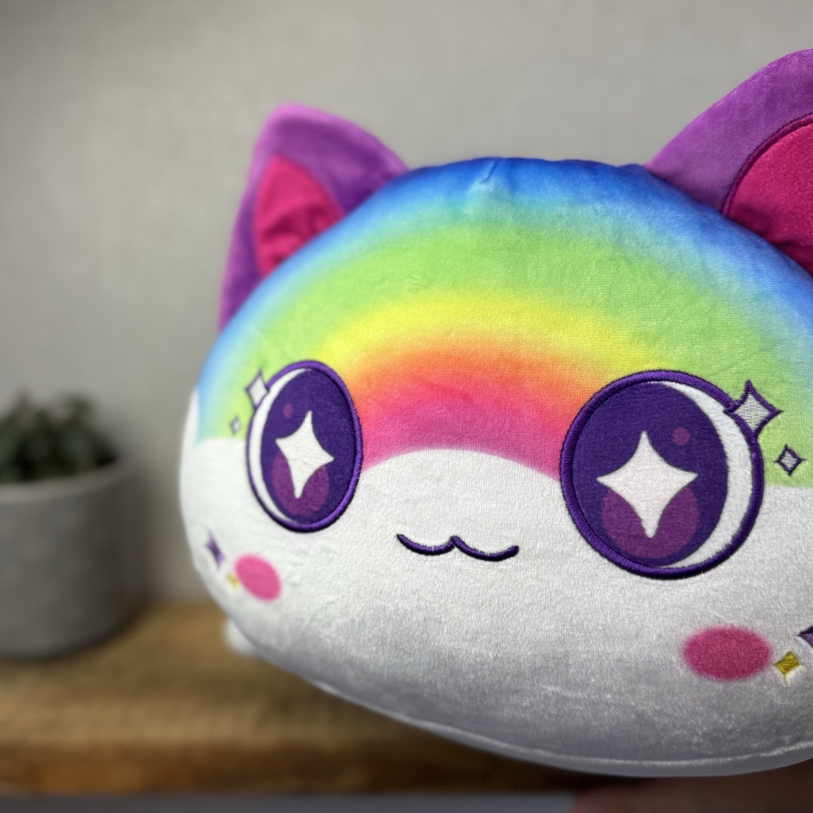 Jumbo Aphmau MeeMeows Galaxy Cat - Rainbow Cat Huge Squishmallow Plush Rare 16"