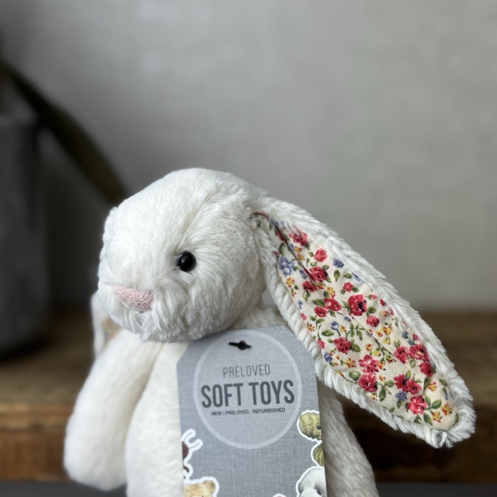 Jellycat Small Bashful Cream Blossom - Cream Bunny Floral Ears & Feet 8”