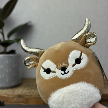 Squishmallow Kieli The Antelope - Brown Deer Gold Horns Soft Plush Squishy 7.5”