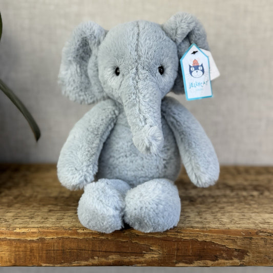 Jellycat Small Snugglet Bobbie Elephant - Small Blue Super Soft Retired 11"