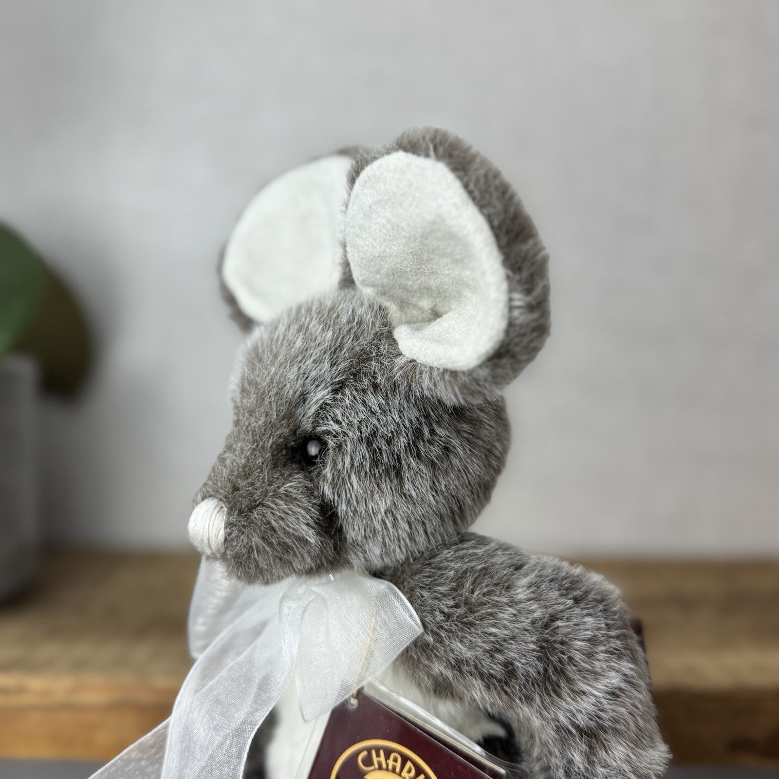 Charlie Bear Yarg Mouse - Small Mouse Charlie Bear 5 Way Jointed With Bow & Tag