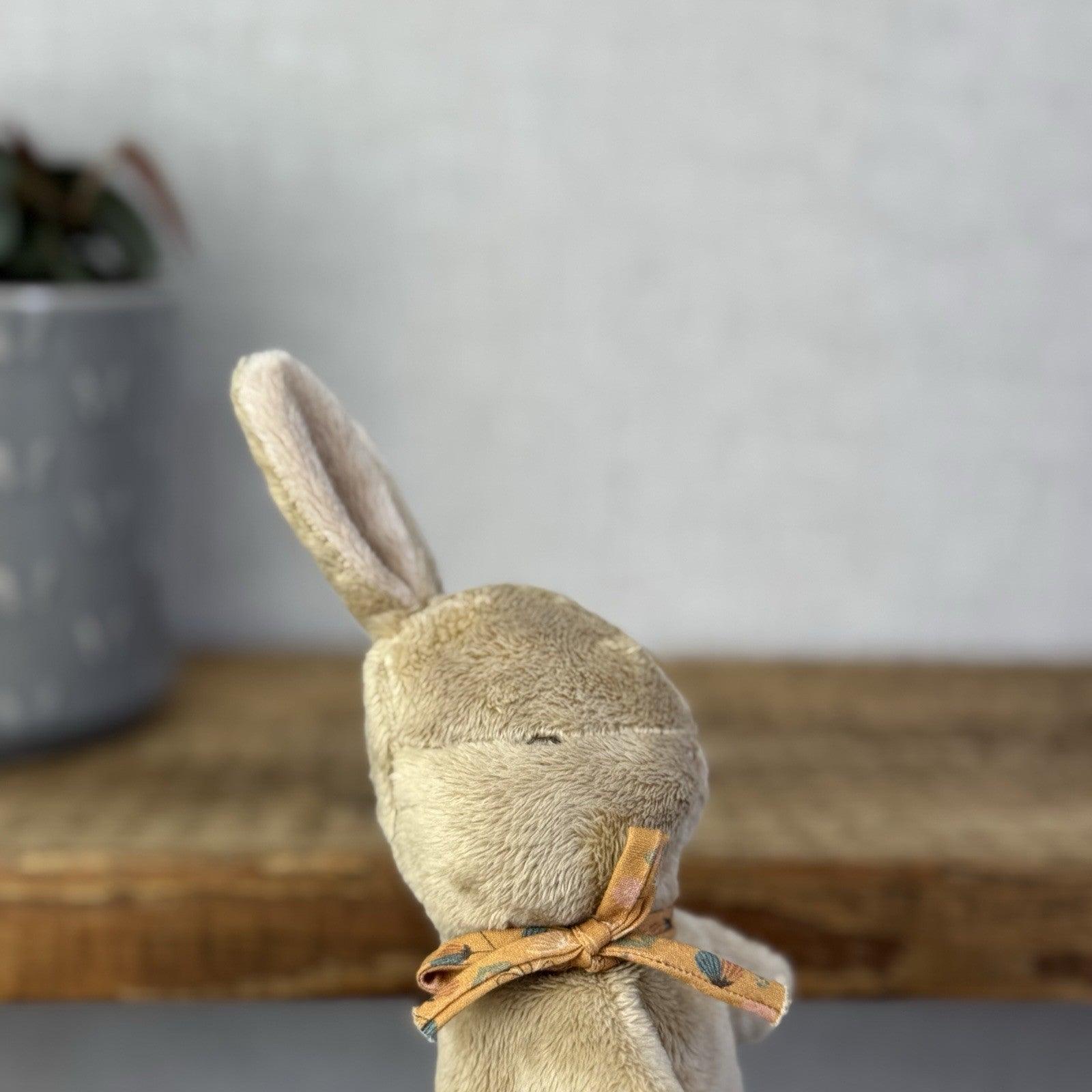 Maileg My First Bunny Ochre - Mini Brown Beanbag Bunny Rabbit Yellow Bow 8"