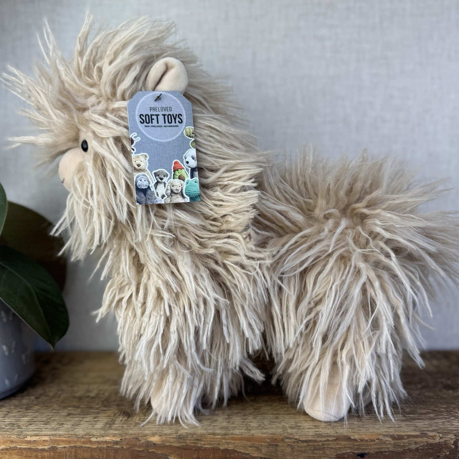 Jellycat Luscious llama - Large Beige Fluffy Llama Beanie Soft Toy Retired 12”