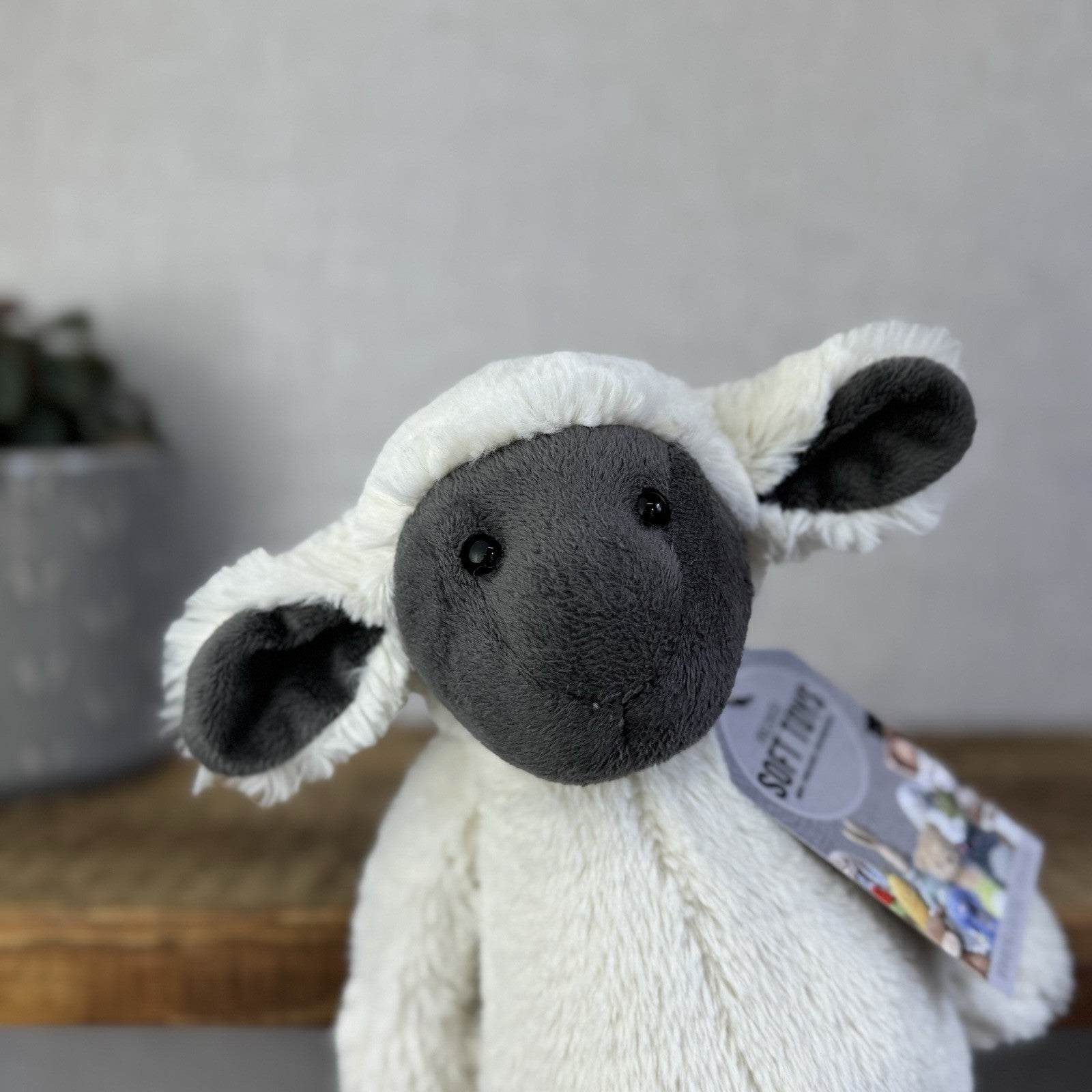 Jellycat Medium Bashful Grey Face Lamb - Medium Cream Lamb Beanie Plush 12"