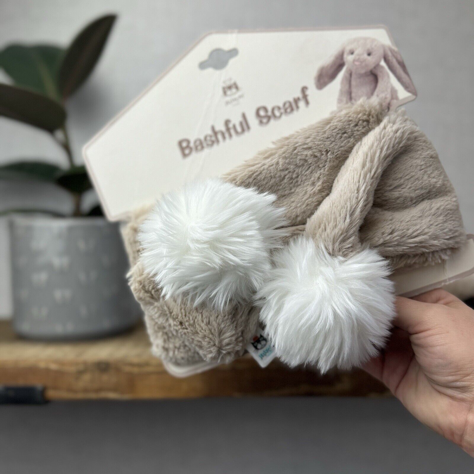 Jellycat Bashful Hat & Scarf Set - Rare Retired Beige Bunny Collectible New Tags