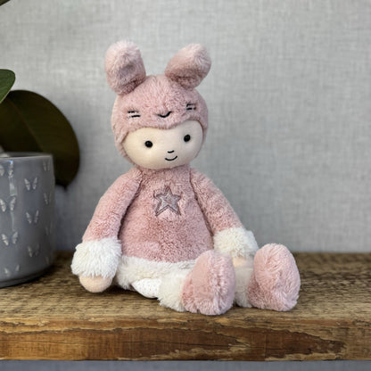 Jellycat Perky Bunny Hop - Pink Rabbit Doll Soft Toy Baby Pink Beanie Rare 12”