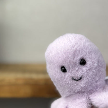 Jellycat Fluffy Octopus - Lilac Fluffy Octopus Plush Soft Toy - Pocket Pal 3"