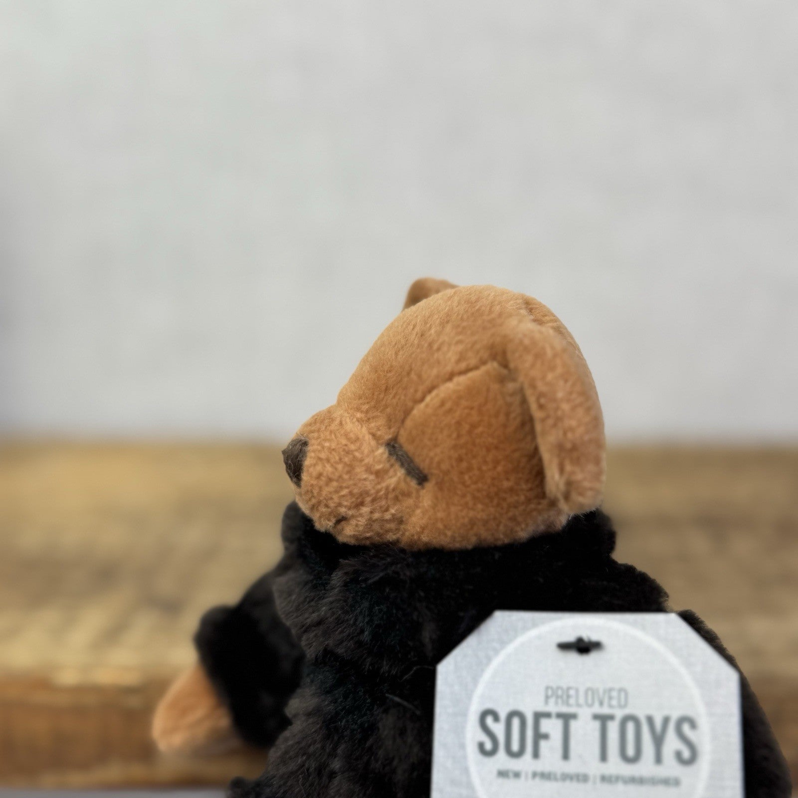 Russ Berrie Fortuna Teddy Bear - Small Beanie Bear Black Fur Coat Rare Mini 7"