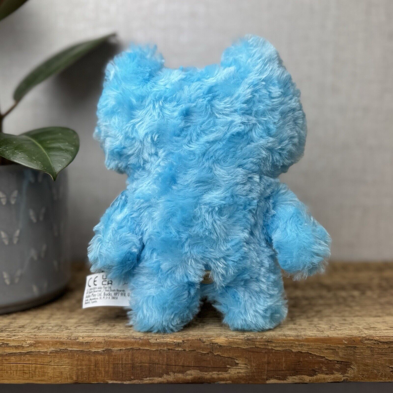 Fuggler Blue Stinkface - Blue Curly Fur Snuggly Funny Fuggler Button Eyes