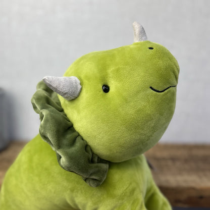 Jellycat Medium Mellow Mallow Dinosaur - Green Triceratops Squishy Plush Beanie