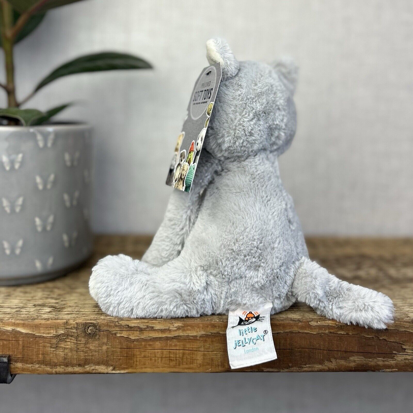 Jellycat Soppy Kitten - Small Grey Beanie Cat Retired - Sitting Cat 7"