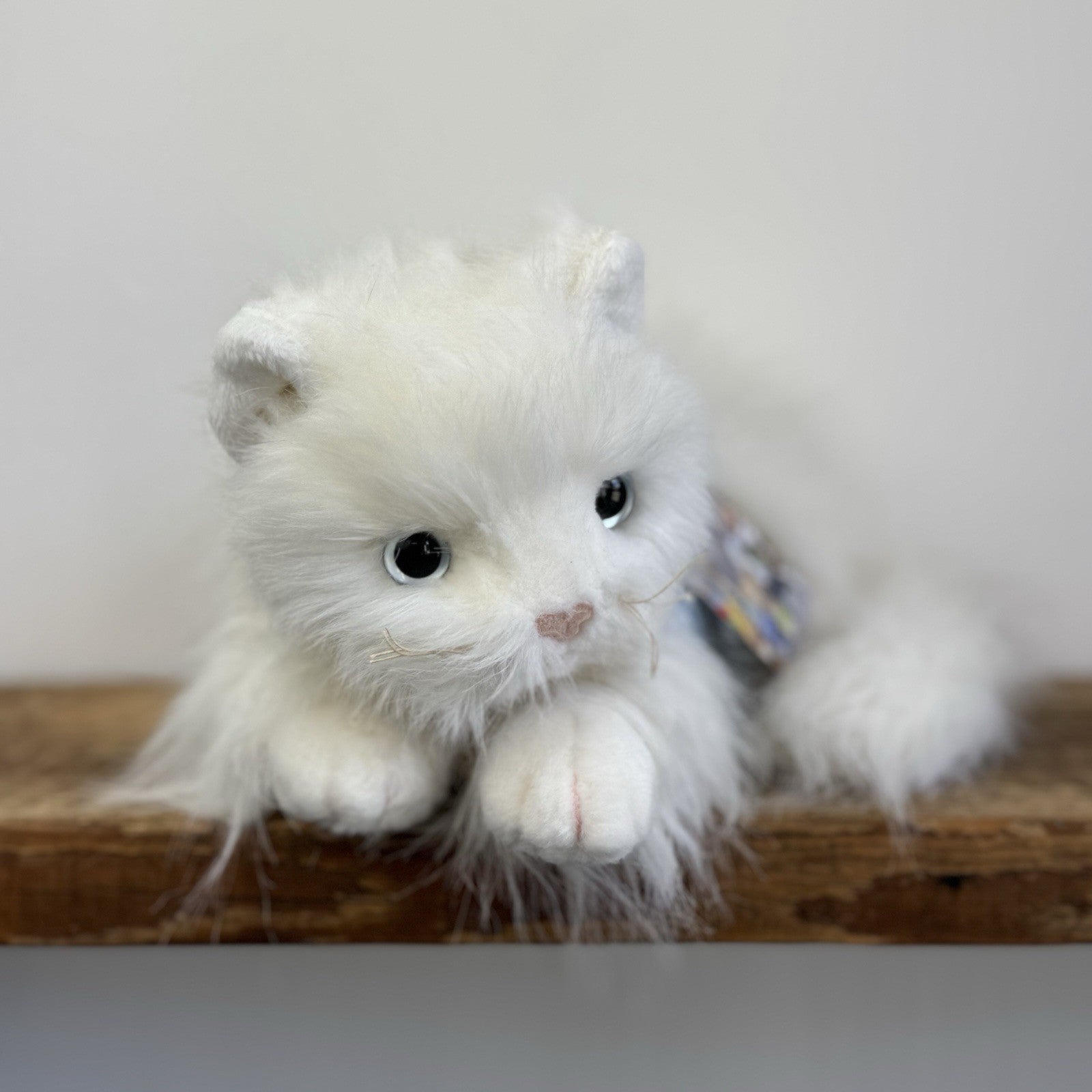 Ty Classic “Sugar” White Persian Cat Blue Bow Long Haired Soft Plush Toy 2002