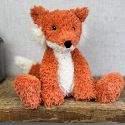 Jellycat Crumble Fox - Medium Sitting Textured Red Fox Retired New With Tags 
