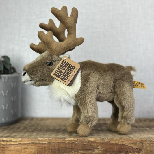 Living Nature Standing Reindeer Realistic Soft Cuddly Toy New With Tags 8"