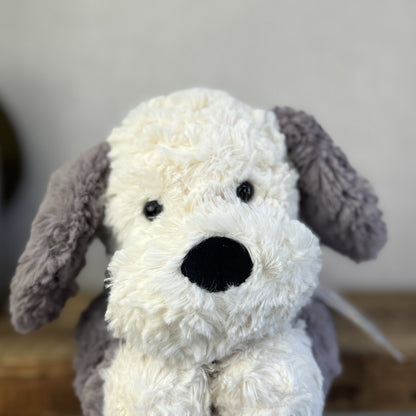 Jellycat Tumblie Sheepdog Grey & White Laying Puppy Dog Soft Toy Plush 14” (#3)