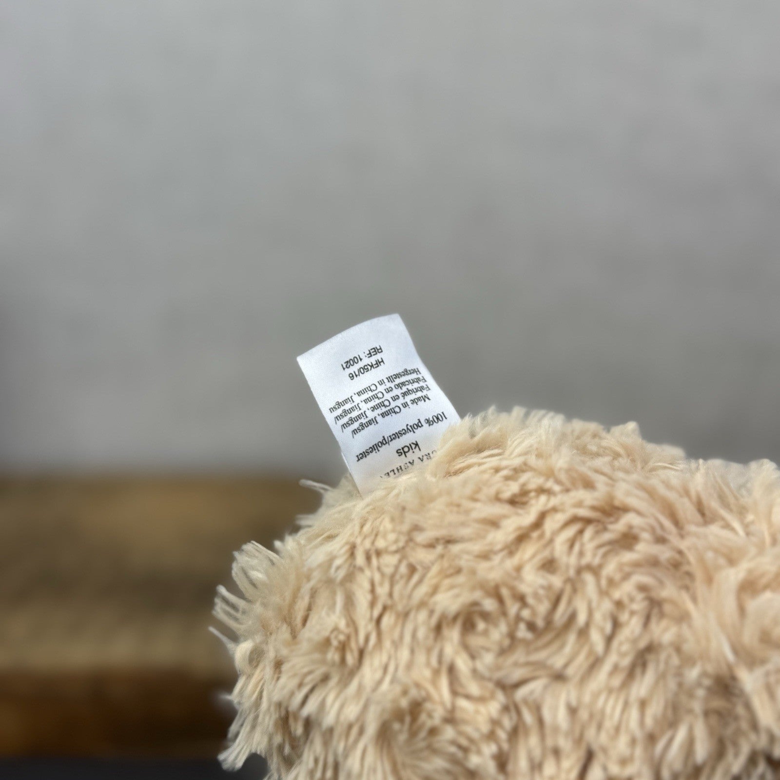 Laura Ashley Bear Plushie Soft Toy - Textured Light Gold Floppy Beanie Bear 14"