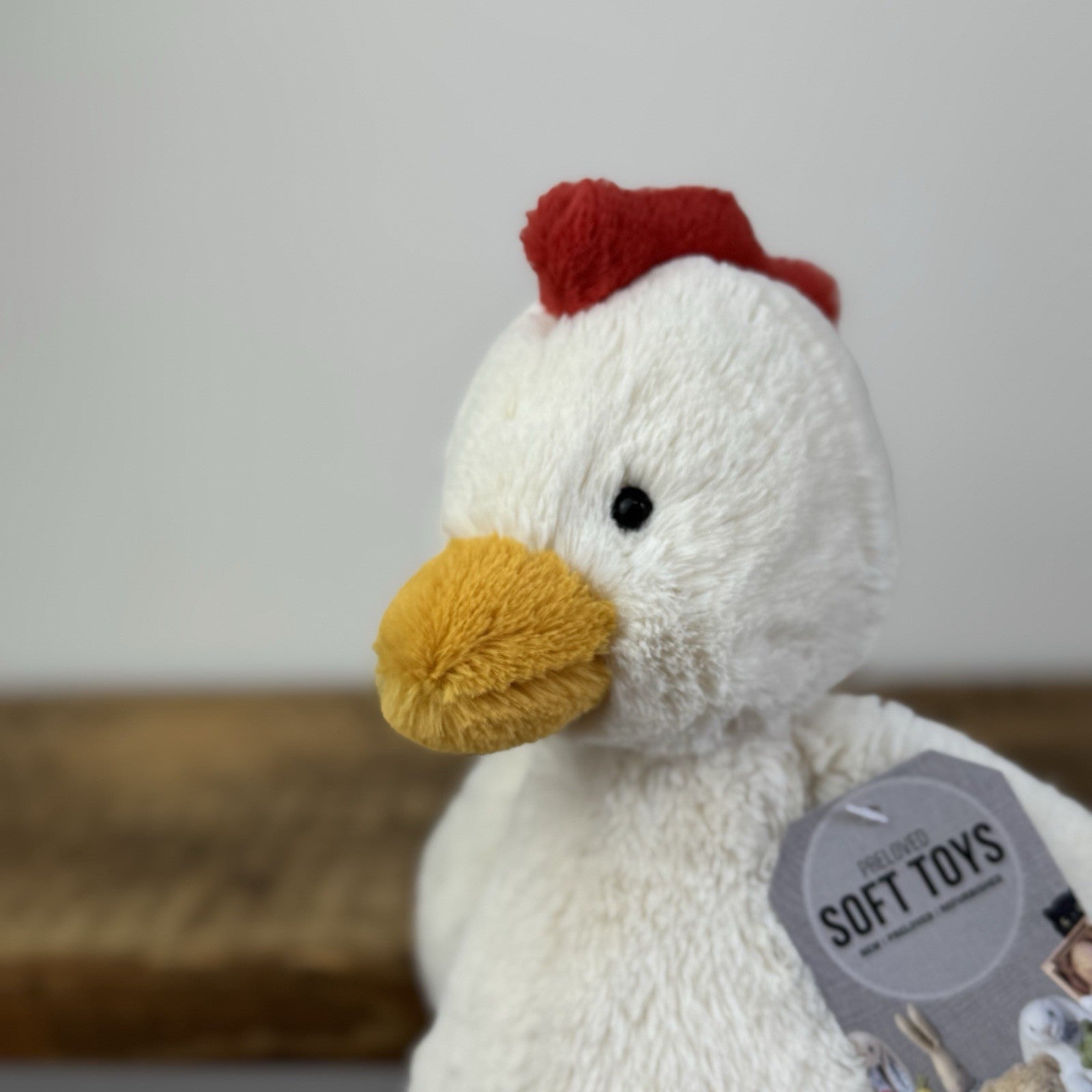 Jellycat Bashful White Chicken - Medium Fluffy Farm Animal Rare/Retired 12"
