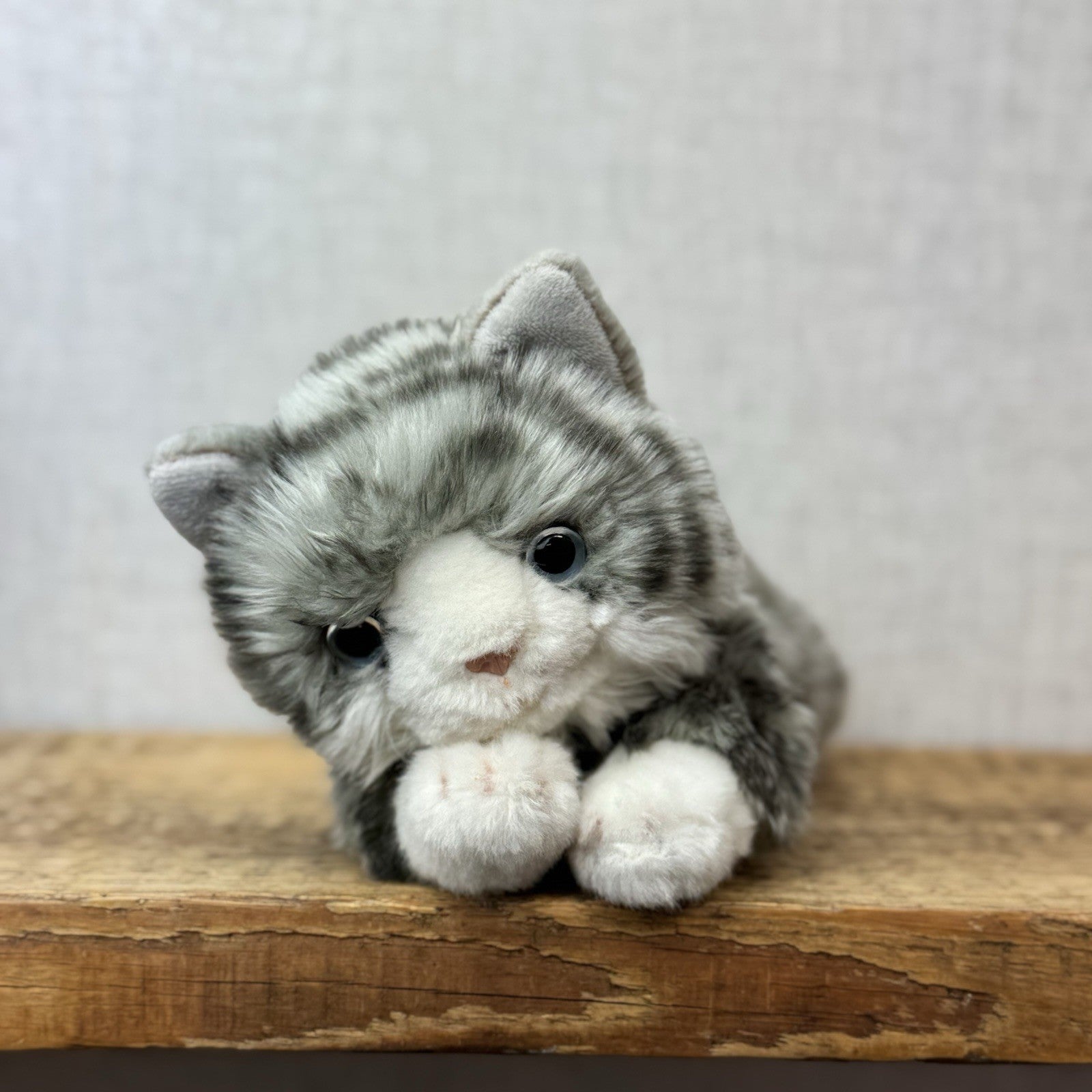 Keel Toys Tabby Cat - Grey Tabby Cat Beanie Plush Blue Eyes (Tag Cut off) Plush
