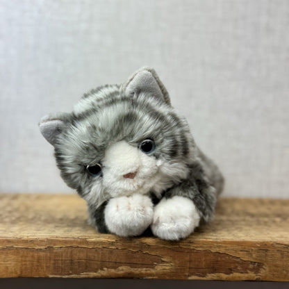 Keel Toys Tabby Cat - Grey Tabby Cat Beanie Plush Blue Eyes (Tag Cut off) Plush