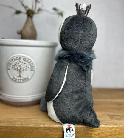 Jellycat Prince Penguin - Soft Penguin Plush With Crown - Medium Penguin Plush