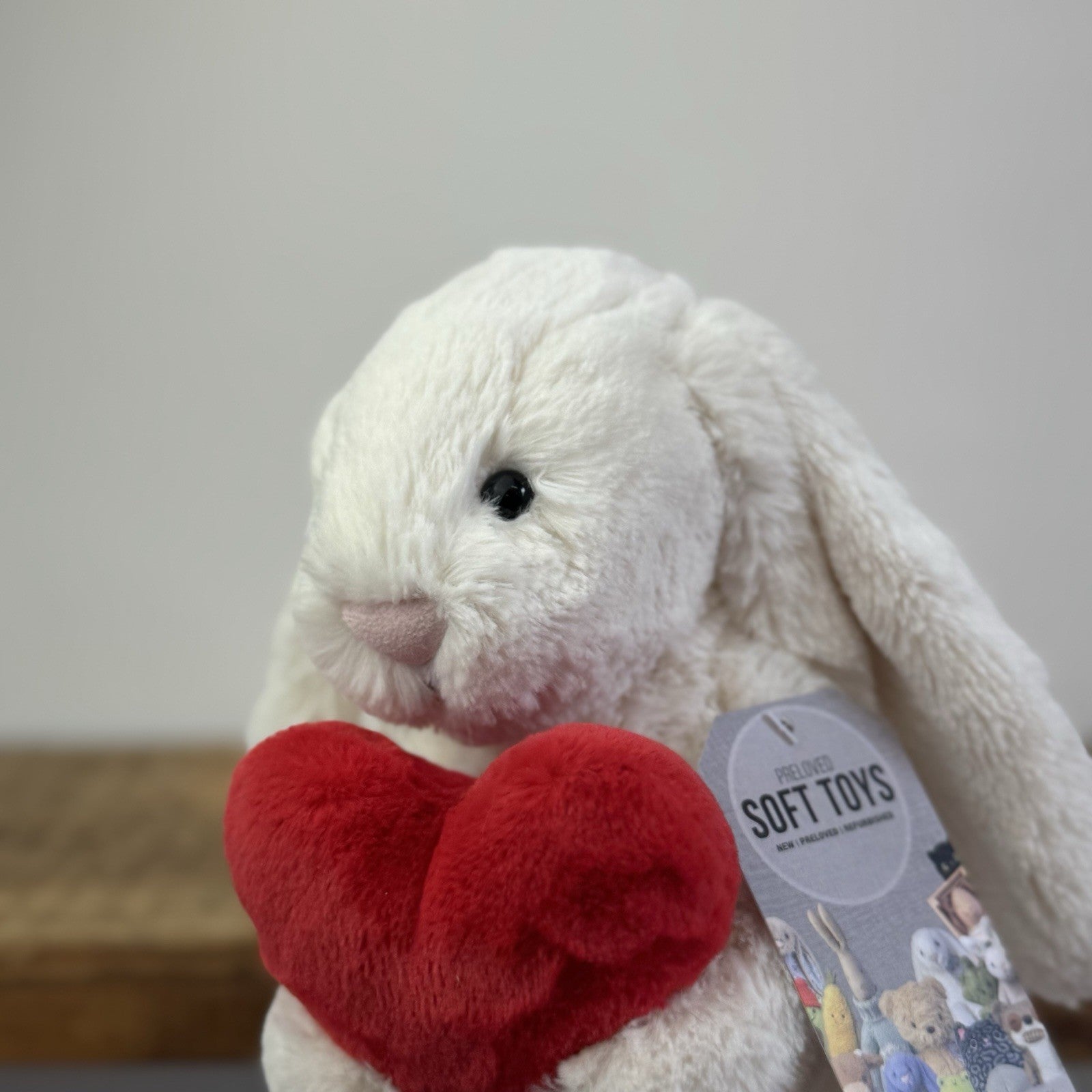 Jellycat Bashful Red Love Heart Bunny Bashful Cream Bunny With Heart Medium 12”