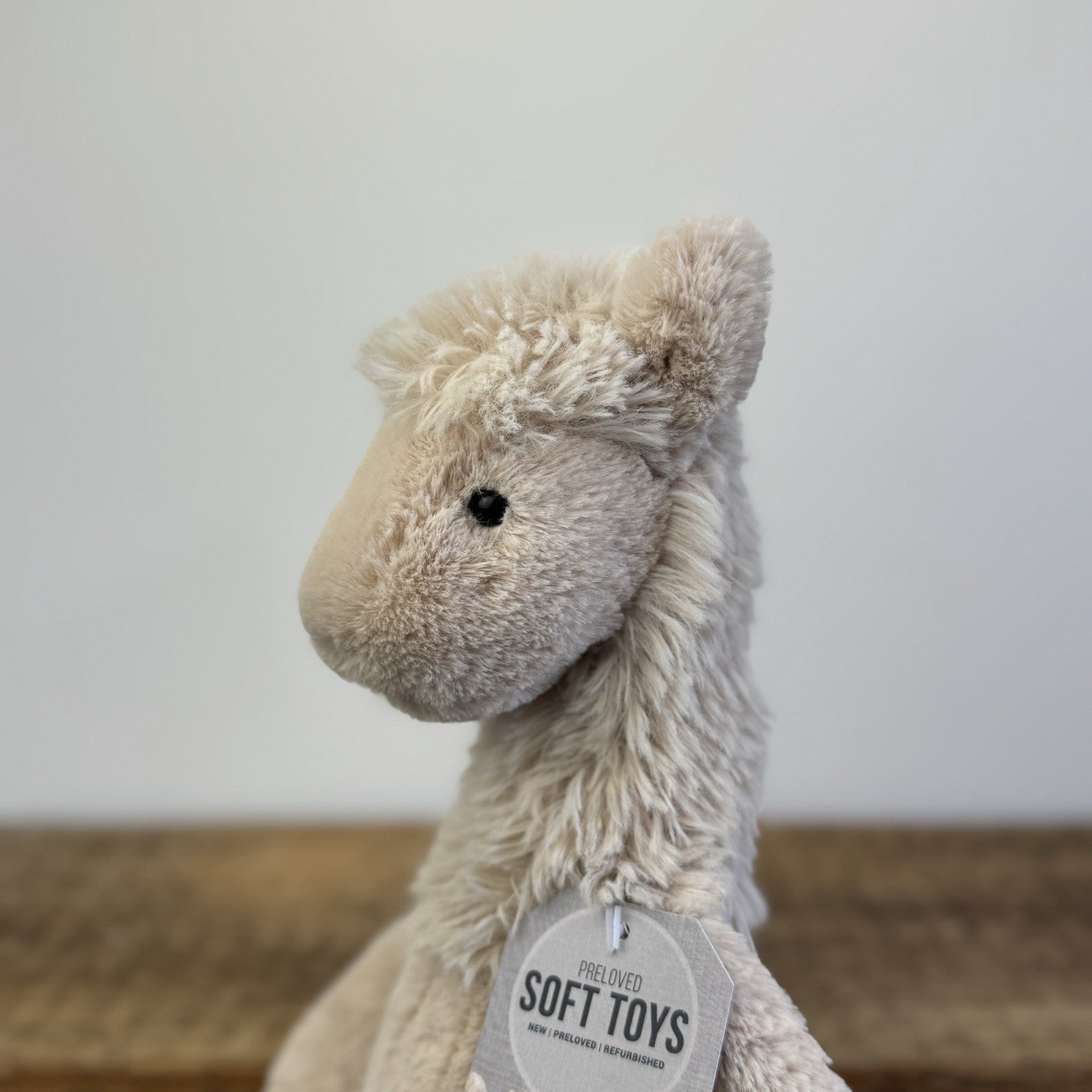 Jellycat Medium Bashful Llama Soft Toy Plush - Rare & Retired Beige Seated 12"
