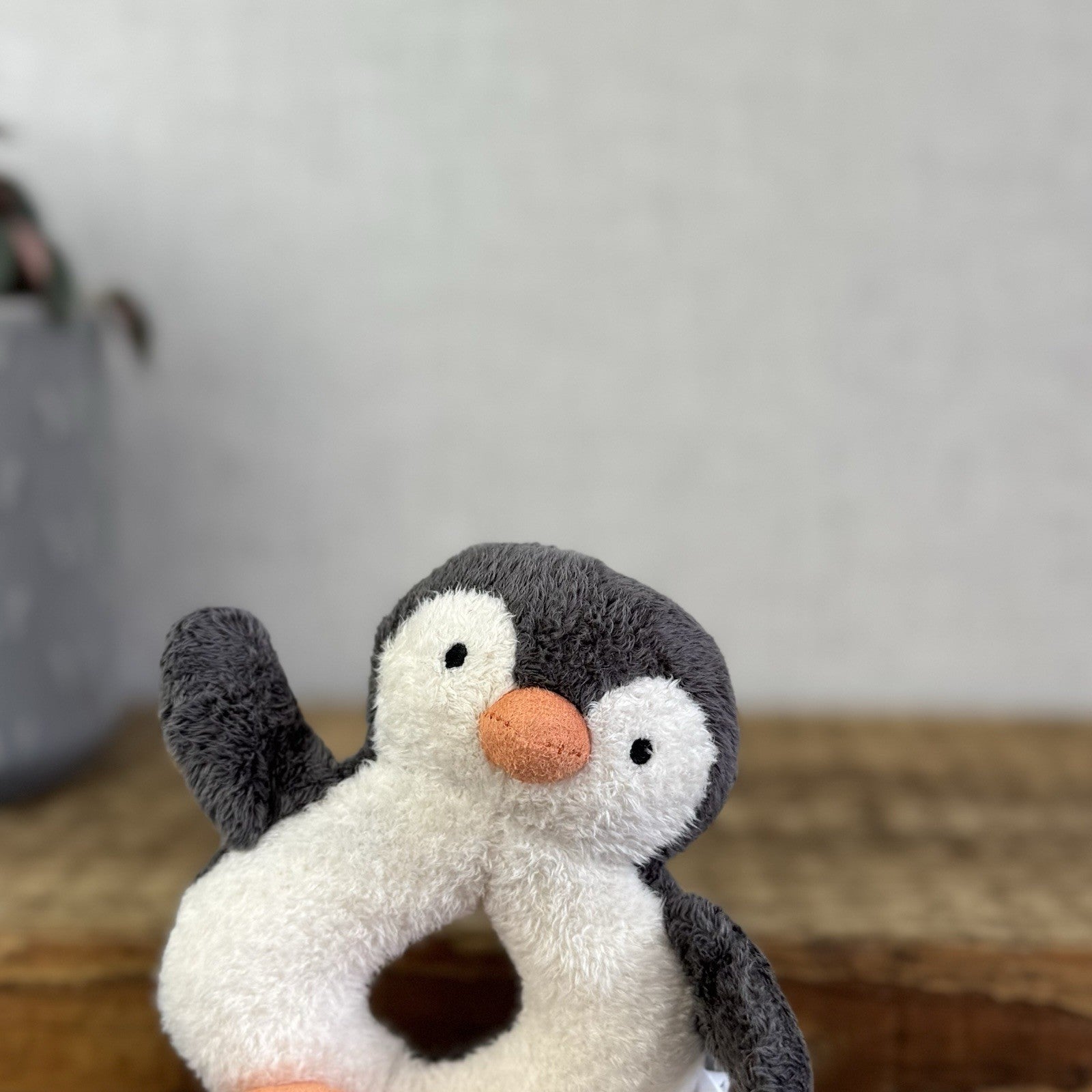 Jellycat Pippet Penguin Rattle Ring - Retired Baby Rattle Plush Toy 5"