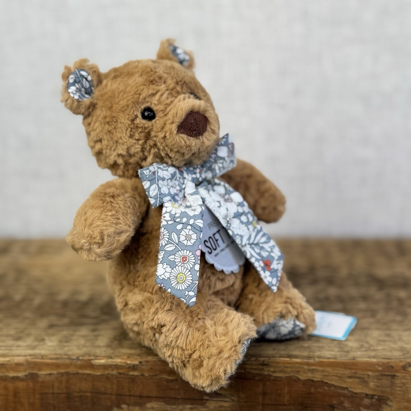 Custom/Bespoke Tiny Bartholemew Bear - Ditsy Grey Floral Made With Liberty